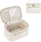 Wandering Nature Makeup Bag, Travel Makeup Organizer in Eco Vegan Leather, Milky White (Patent Pending)