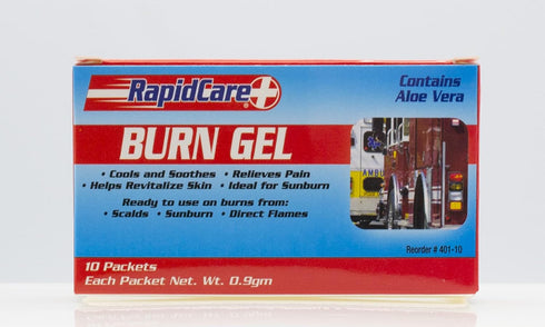 Rapid Care First Aid 401-25-4 Emergency Burn Gel Pouches,Relieves Pain, Cools & Soothes Burns and Scalds, Contains Aloe Vera, Lidocaine Free, 0.03oz (0.9gm) Packets, 4 Packs of 25 (Total 100)