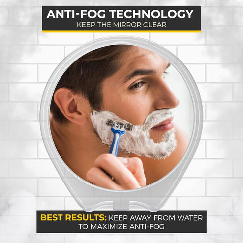 HONEYBULL Shower Mirror Fogless for Shaving, Suction Razor Holder, Small Bathroom Accessories (White)