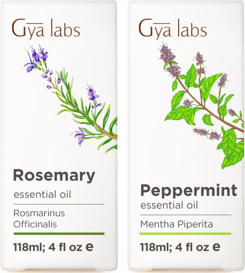 Rosemary Oil for Hair & Peppermint Essential Oil for Diffuser Set -