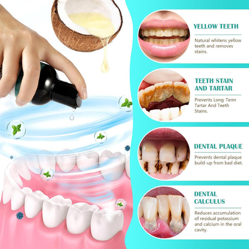 Coconut Pulling Oil, Ayurvedic Mint Oil Pulling Mouthwash with Tongue Scraper, 8 Fl. Oz for Fresh Breath & Healthy Gums