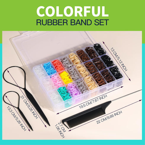 YGDZ Elastic Hair Bands, 1500 pcs Hair Ties, Colorful Rubber Bands for Girls, Women, Toddler