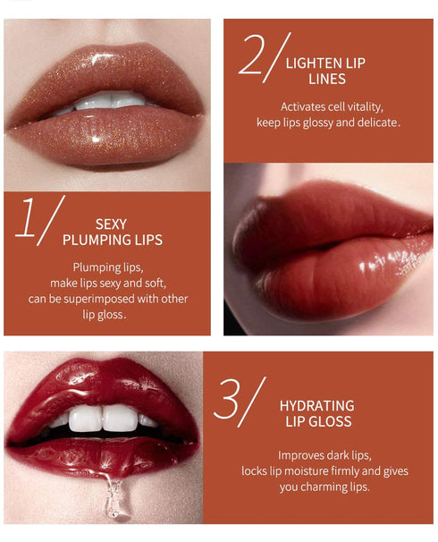 MAEPEOR Glitter Glossy Plumping Lipgloss, 9 Colors Moisturizing Lip Plumper Shiny Jelly Lip Gloss for Women and Girls