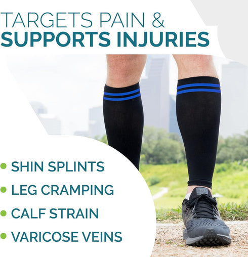 Calf Compression Sleeves for Men & Women, Footless Compression Socks for Runners, Shin Splints, Calf Pain Relief
