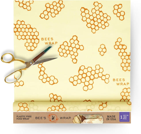 Bee's Wrap Beeswax Wraps for Food - Honeycomb Cut to Size 14x52" Wax Paper Roll, Organic & Eco-Friendly Alternative