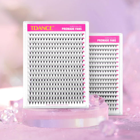 TDANCE Premade Fans Eyelash Extensions - 224 Fans, Middle Stem Heat Bonded Volume Lash Extensions (224-40D-0.03-C-8-15)
