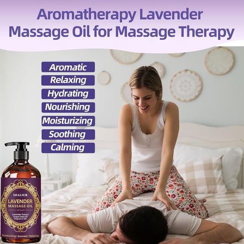 INALIER Massage Oil for Massage Therapy,Lavender Oil with Massage Roller Ball & Thumb Saver,SPA Relaxing Oi