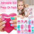 Kids Press on Nails, Thrilez 144Pcs Girls False Nails, Pre Glue Stick on Short Nails Decoration Gift for Ages 7-12