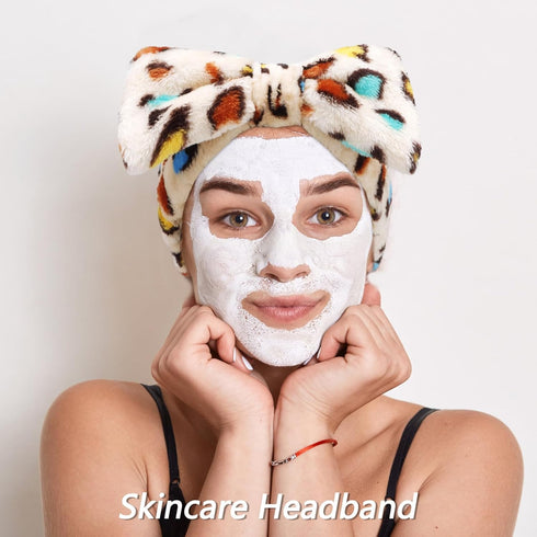 VELSCRUN 6 Pack Spa Headband Set, Makeup & Face Wash Headbands for Women, Leopard D