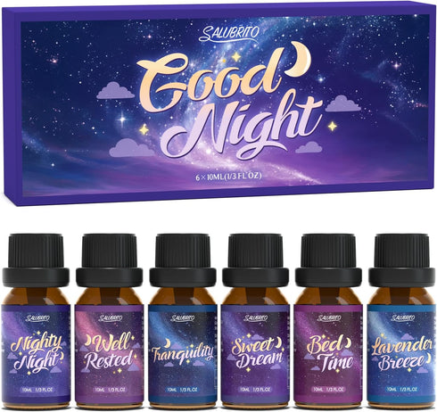 SALUBRITO Good Night Fragrance Oils, Premium Essential Oil Set for Diffuser, Soap,