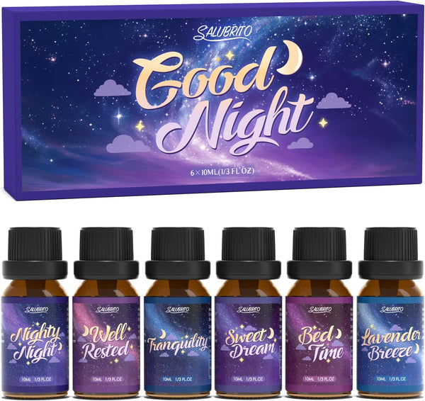 SALUBRITO Good Night Fragrance Oils, Premium Essential Oil Set for Diffuser, Soap,