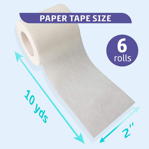 Conkote Soft Paper Surgical Tape, 2" x 10 Yards, Gentle Adhesion and Hypoallergenic, 6 Rolls