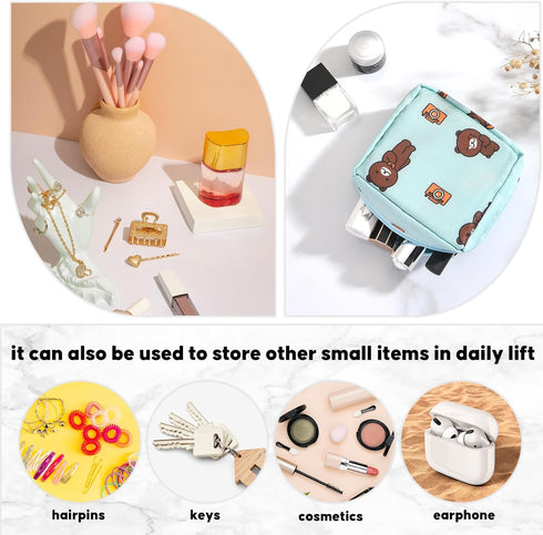 4Pcs Mini Menstrual Period Bag, Waterproof Tampon Organizer Pouch for Purse, First Period for Teen Girls