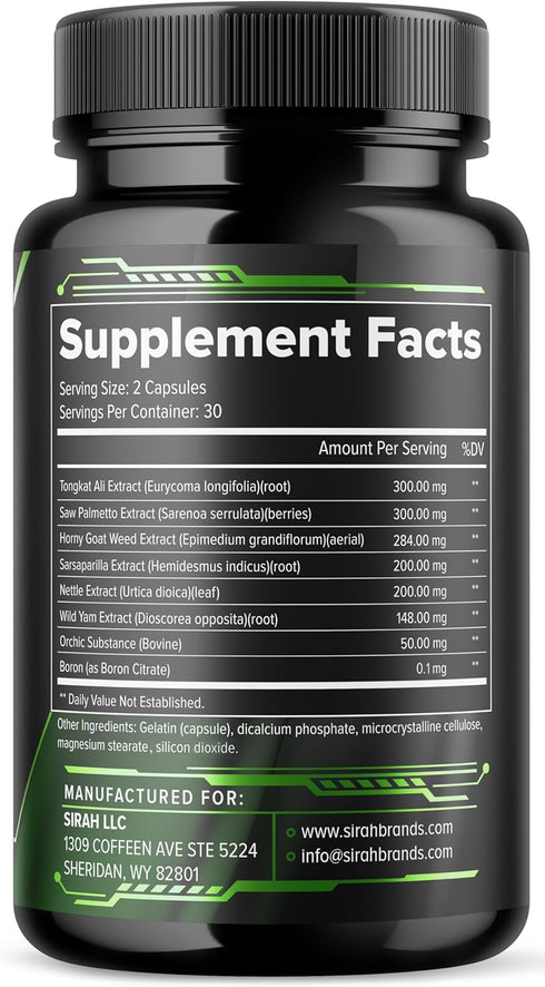 Testosterone Booster for Men - Male Enhancing Supplement for Endurance, Drive, Strength, Size, Libido - 120 Pills
