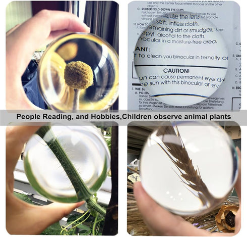 Beileshi 5X Acrylic Paperweight Magnifying Glass, 80mm Desktop Dome Magnifier for Reading