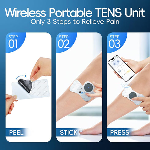 Comfytemp Wireless TENS Unit Machine for Pain Relief, Rechargeable TENS Device with 30 Modes, 4 Pads for Sciatica, Back