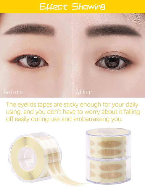 Lorvain 1800 Pieces Breathable Eyelid Tape, 3 Rolls Waterproof Invisible Eye Stickers for Big Eye Decoration