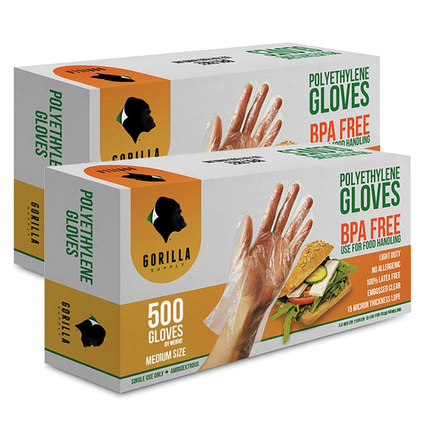 GORILLA SUPPLY 1000 Count BPA Free Premium Disposable Gloves for Kitchen Food Handling, Latex & Powder Free