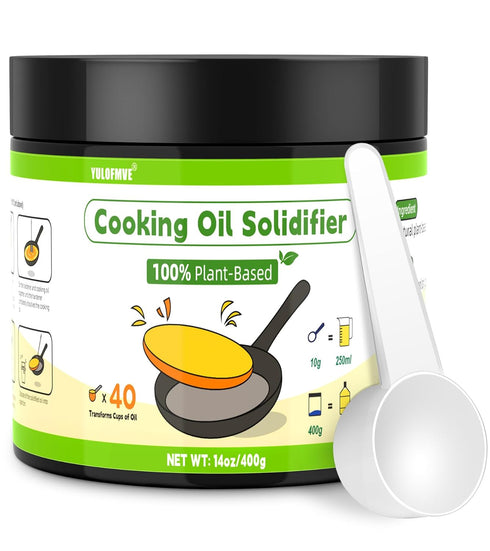 Cooking Oil Solidifier, 100% Plant-Based Powder for Grease Disposal, Solidifies Up to 40 Cups