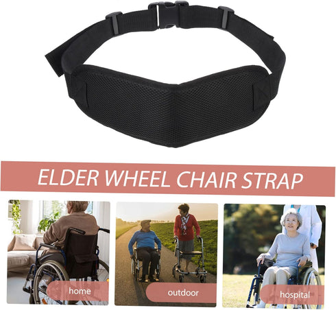 Beaupretty Adjustable Protective Safety Strap for Elderly Legs Black Lightweight Fixed Belt for Wheelchair Use