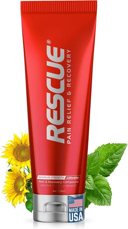 RESCUE PAIN RELIEF & RECOVERY Cream - All-in-One Solution for Back, Neck, Knee, Hand, Foot, Shoulder Pain - 4 Ounces