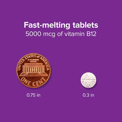 Webber Naturals Vitamin B12 5,000 mcg - 60 Quick Dissolve Tablets for Energy Production & Metabolism
