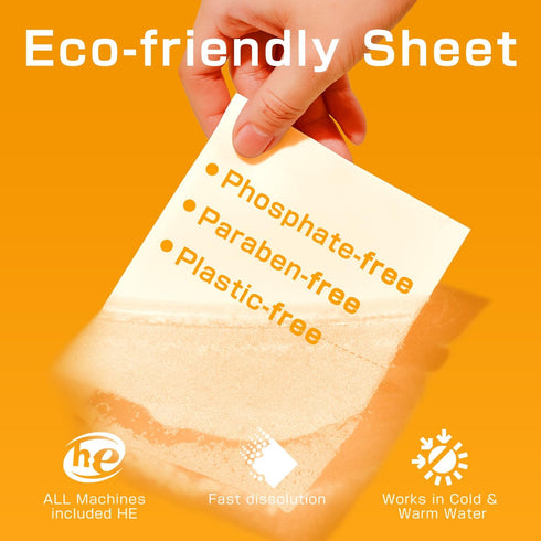 Laundry Detergent Sheets, 240 Loads, Eco-Friendly, Plant-Based, Hypoallergenic, No Plastic Jug (Orange Scent)
