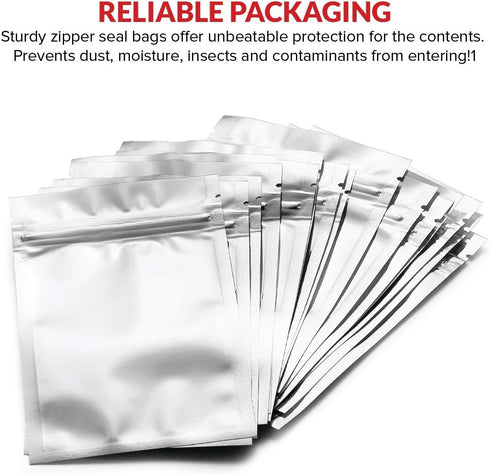 Mylar Bags with Ziplock 4" x 6" - 100 Sealable Heat Seal Bags for Candy, Food Packaging, Medications
