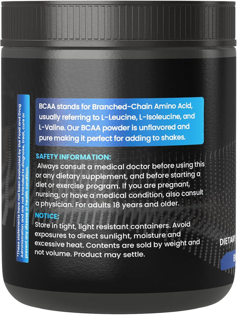 PURE ORIGINAL INGREDIENTS 2:1 BCAA Powder, 14.4 oz, Unflavored, 272 Servings, Always Pure, No Additives or Fillers