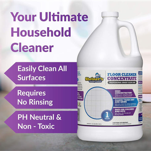 Supplies,1-Gallon. Sheiner's Multipurpose Cleaner Concentrate, No-Rinse Floor Cleaner for Mopping & Floor Degreaser