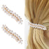 WHAVEL 2PCS Hair Barrettes for Women, Vintage Rhinestone Crystal Leaf French Clips, Bridal Hair Accessories (Gold)