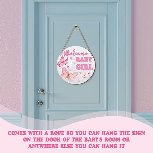 MUZRUYOU Set, Baby Announcement Sign, "Hello World" and "Welcome Baby Girl" Wood Perfect for Hospital Birth Photos