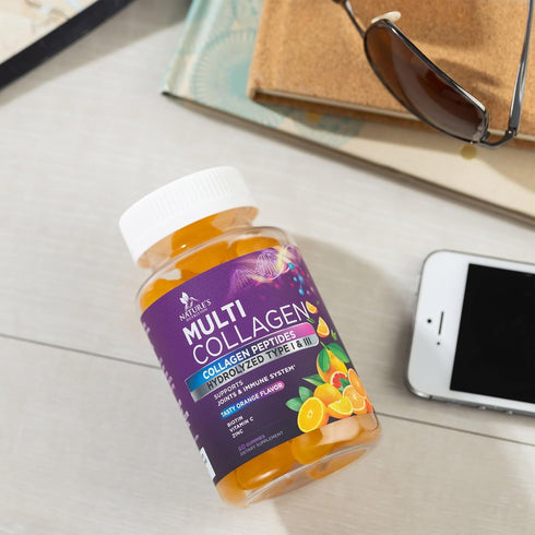 Collagen Gummies for Women with Vitamin C, Zinc & Biotin - Hydrolyzed Protein Type 1 & 3 Multi Collagen Peptides
