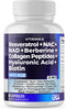 Resveratrol NAD+ Berberine Hyaluronic Acid Biotin Grape & Blueberry + NAC Collagen Peptides Supplement for Hair, Skin,
