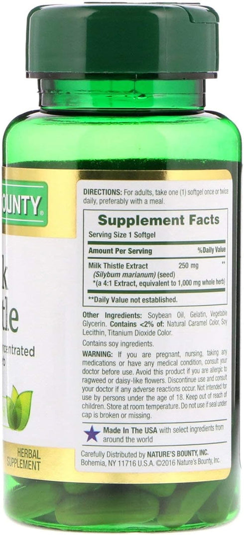 Nature's Bounty Milk Thistle 1000mg Herbal Supplement Softgels - 50 CT