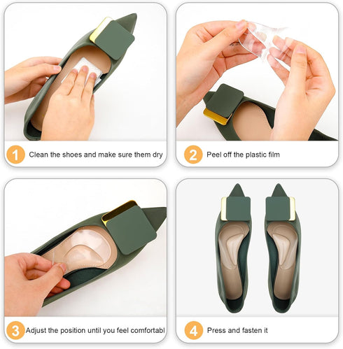 6 Pairs Gel Arch Support Cushions for Men & Women, Reusable Shoe Insoles for Flat Feet, Relieve Pressure and Pain