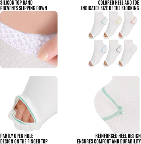 invera 15-20 mmHg Anti Embolism Compression Stockings, Thigh High Unisex Ted Hose Socks Moderate Level
