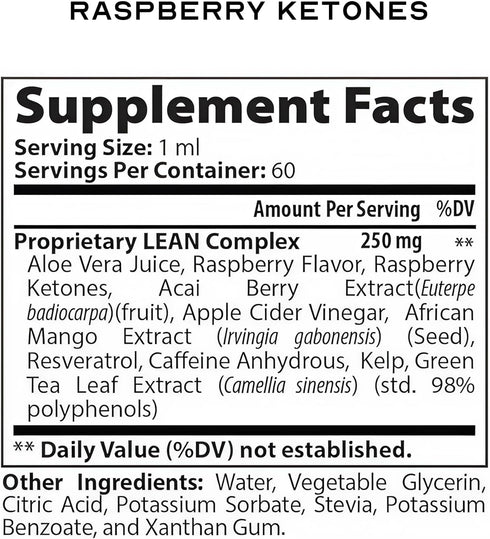 Gummy 60 ml Apple Cider Vinegar Raspberry Ketone Weight Loss Drops, Keto Appetite Suppressant Fat Burner Diet Energy