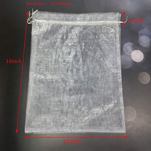 50pcs Extra Large Organza Drawstring Bags - 12x16 inch Sheer Favor Bags (Grey)