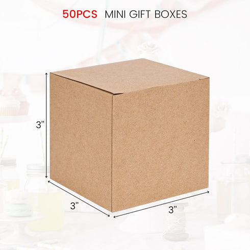 VGOODALL 50PCS Mini Gift Boxes, Brown Tiny Cardboard Boxes Favor Boxes Candy Treat Boxes for Wedding Birthday Party Bridal Shower
