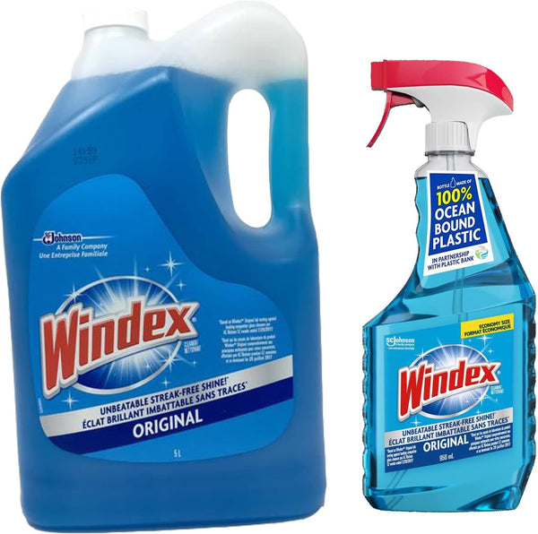 SC Johnson Windex Original Glass Cleaner Set: 5L refill +950 ml Trigger Spray