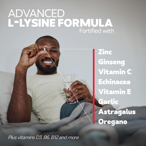 Advanced Lysine Immune Support Supplement, 975 mg with Zinc, Vitamin C - 120 ct for Maximum Support