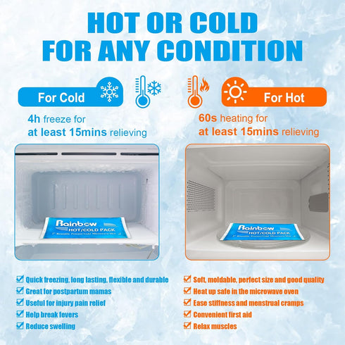 Reusable Gel Ice Packs, 2 Pack - Hot and Cold Therapy for Injuries, Headaches, Joint Pain Relief