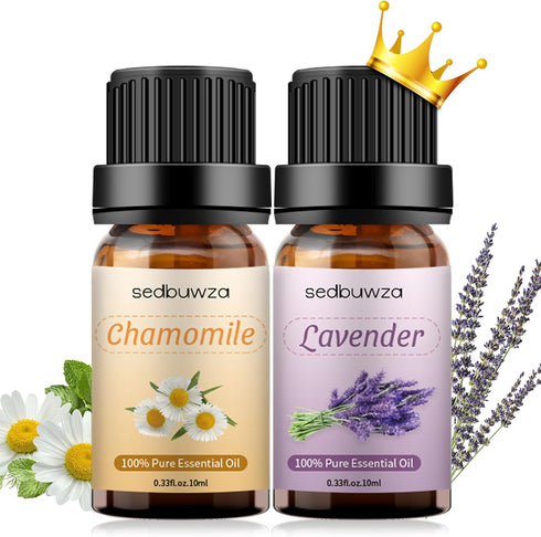 Sedbuwza Lavender Chamomile Essential Oil Set, Lavender and Chamomile Scent Oils for Diffuser, Aromatherapy, Candle