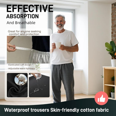 Yodilala TPU Incontinence Care Trousers,Adjustable Patient Care Trousers,Patient Diaper Pants Ideal for Bedridden
