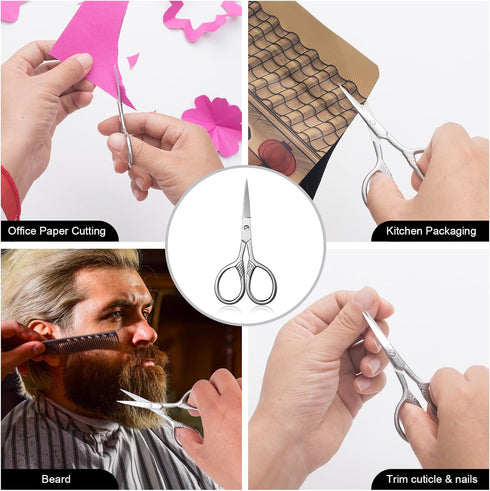 Professional Grooming Scissors - Small Stainless Steel Scissors for Hair, Eyebrow, Mustache Trimming