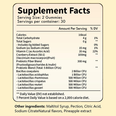 Gummies Gummy, Immune 60 Gummies 30 Pineapple for Women pH, Premium Feminine pH Balance Vaginal Probiotics, Support