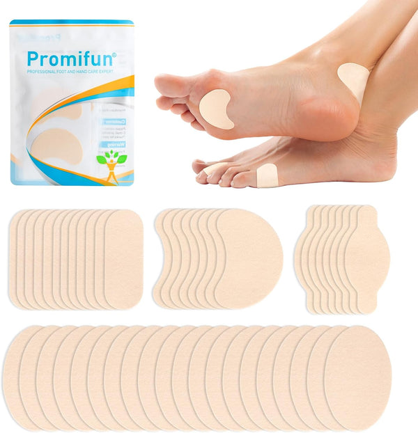 Promifun Moleskin Strips with Adhesive Blister Prevention Pads Mole Skin Tape Stickers