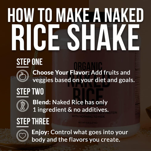 Naked Rice 1Lb Organic Brown Rice Protein Powder - Vegan, Gluten Free, Non-GMO, 15 Servings, No Artificial Ingredients