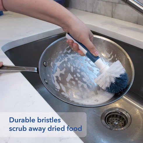 Unger Sink & Dish Scrub Brush - Kitchen Scrub Brush, Non-Scratch Bristles for Glassware, Pots, Pans, and Drains